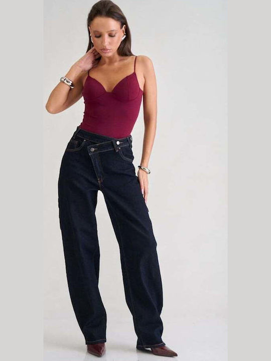 Damen-Bodysuit Mit Verstärkung Burgundisch