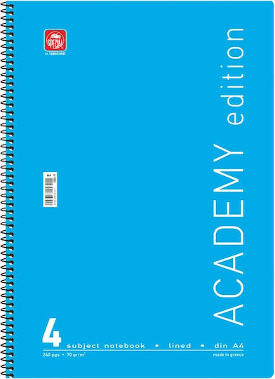 Typotrust Спирал Тетрадка На райета A4 120 Листа 4 Теми Academy 1бр (Различни цветове)