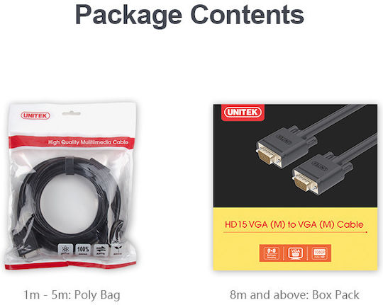 Unitek VGA male to VGA male Black 3m Cable (Y-C504G)