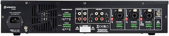 Adastra V-242 Commercial Power Amplifier 2 Zone 240W/100V Equipped with USB/FM/Bluetooth Black