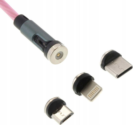 LED / Магнитен USB към Type-C Кабел 3.1Спецификация Червен 1.2м