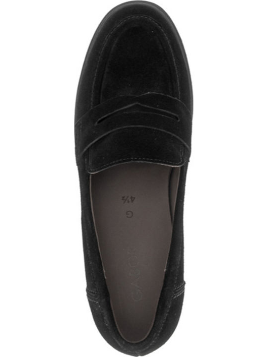 Кожени Loafer Обувки На Ток Черни