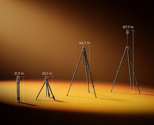 K&F Concept Aluminum Tripod with Spherical Head up to 172cm and 10kg Load