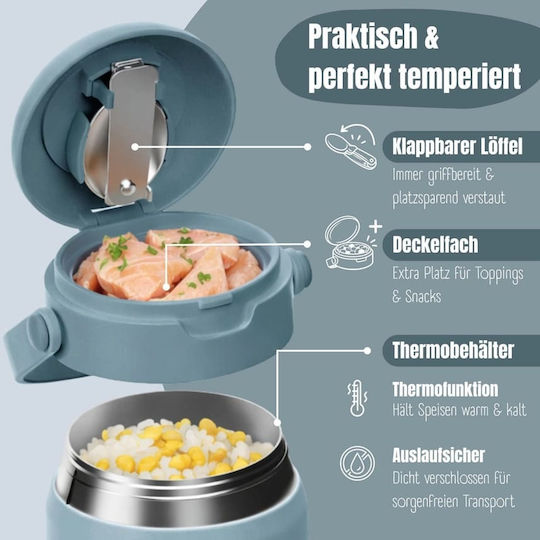 Bearfoot Edelstahl Kinderlebensmittelbehälter 0.5Liter Blau FJ-AstroBear-Blau-500ML