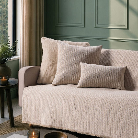 Teoran Joliet Decke & Couchdecke Sesselüberwurf 180x150cm Sand