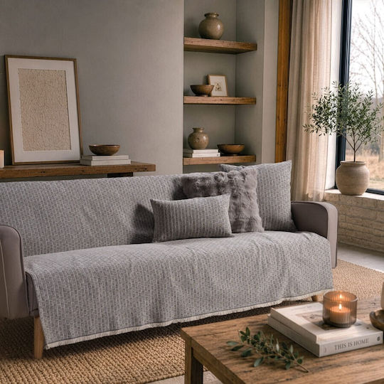 Teoran Joliet Decke Für Dreisitzer-Sofa 180x300cm Silber Grau