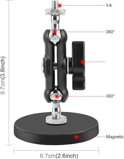 Puluz Magnetic Base 17kg Magic Arm Base Magic Arm 360° Rotation 1/4'' Thread Pu1083b