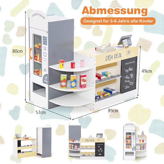 Costway Kids Supermarket Set Cash Register & POS & Vending Machine & White Board Tm10083wh