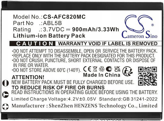Cameron Sino Kamera-Batterien Abl5b Batterie Agfaphoto Agfa Dc9200 Dc8200 900mAh Cs-afc820mc