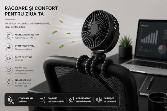 Ventilator USB Negru
