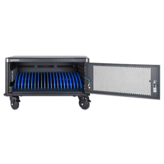 Manhattan Manhattan Station Cabinet Charging Cart 20 Laptops 16" 20 Ac 230v Sockets