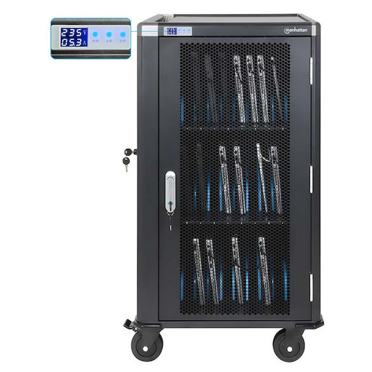 Manhattan Manhattan Cabinet Station Cart Charging 30 Laptops 16" 30 Ac 230v Sockets