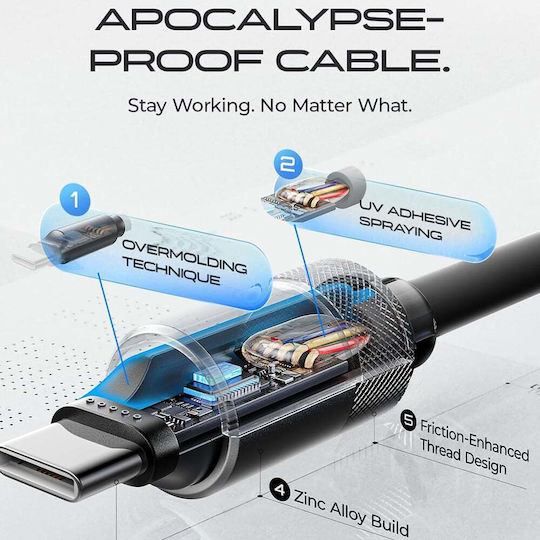 Lisen Cablu USB-C tată - USB-C 100W Gri 3m YL0126010031