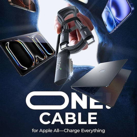 Lisen Cablu Magnetic / Braided USB-C tată - USB-C 140W Gri 2m YL0124070021