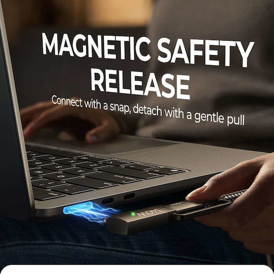 Lisen Cablu Magnetic / Braided USB-C tată - USB-C 140W Gri 2m YL0124070021