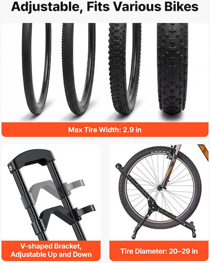 Vevor Faltbarer Freier Stand Fahrradhalter Boden Rollen 508-737 Mm Schwarze