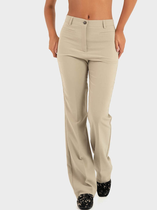 Women's Crepe Trousers in Slim Fit Light Olive