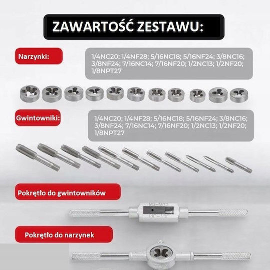 24 Stück Handgewindebohrer und Gewindeschneider Set in Metallkoffer