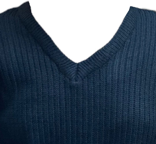 AETOS Fleece Pullover V Hals Militärischer Strick Blau