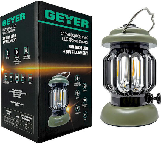 Geyer Factory Led Wiederaufladbare Campinglaterne mit Taschenlampe 3W