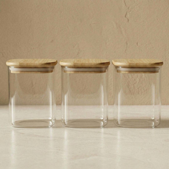 Kesper Set Bamboo Transparent Lunch Boxes 10x10cm 6 Pieces