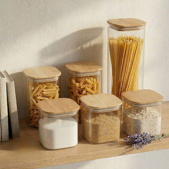 Kesper Set Bamboo Transparent Lunch Boxes 10x10cm 6 Pieces