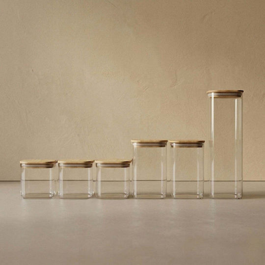 Kesper Set Bamboo Transparent Lunch Boxes 10x10cm 6 Pieces