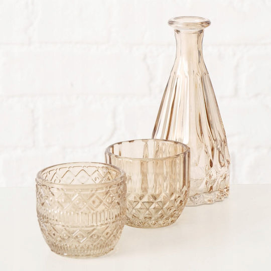 Boltze Set Decorative Glass Vases Cherin Orange 6x6xH14.5cm