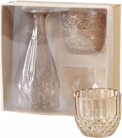 Boltze Set Decorative Glass Vases Cherin Orange 6x6xH14.5cm