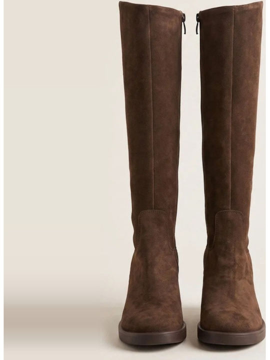Wildleder Damenstiefel Braun Über Dem Knie