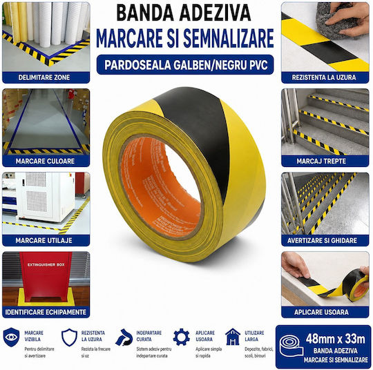 Highpower Selbstklebendes Markierungsband aus Kunststoff in Gelber Farbe 33m x 4,8cm