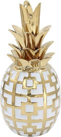 Ceramic Decorative Φ17x36 From Pineapple White Gold Keskor 78773