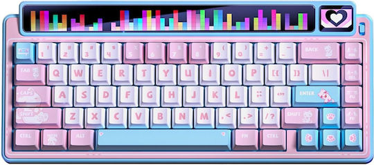 Aula AMG65 Безжична Гейминг Механична Клавиатура 65% с Light Feather Суичове и RGB Осветление Английски US Розова