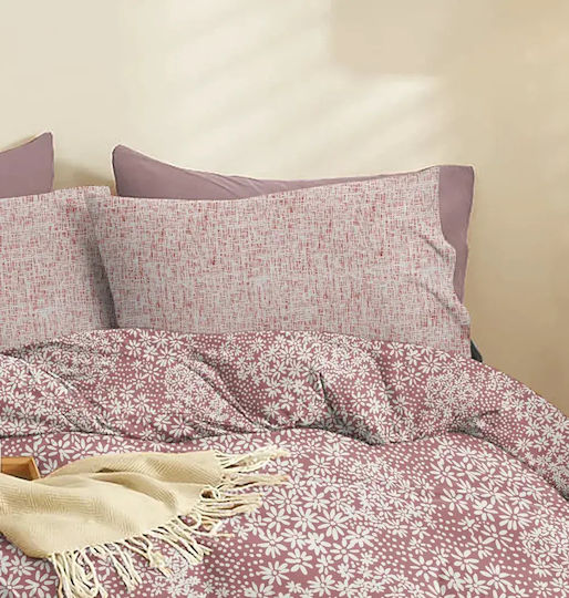 Cokitex Marta Pansy Bettlaken Set für Einzelbett mit Gummibettlaken 105x200+30cm Pansy Apple 3 Stück