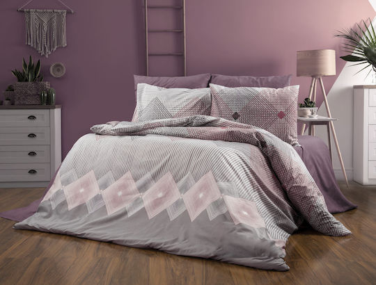 Dimcol Σετ Μονό 3τμχ 160x240εκ. Grey-burgundy