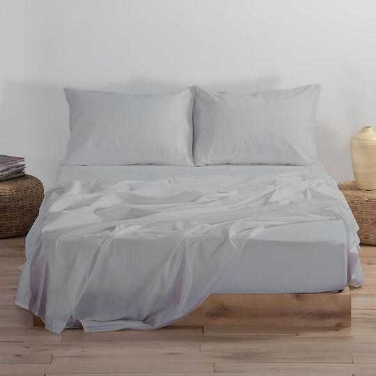 Ariete Satinport Σετ King Size 4τμχ 240x260εκ. με Λάστιχο Silver Gray