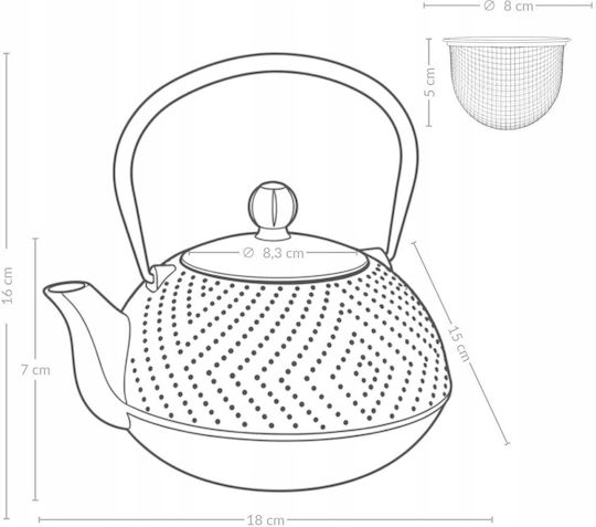 Кетъл с филтър Чугунен Меден 900ml