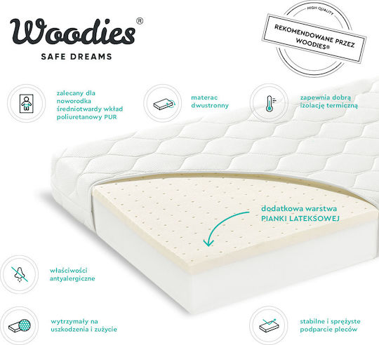 Woodies Safe Dreams Στρώμα Κούνιας με Latex 40cmx90cmx7cm