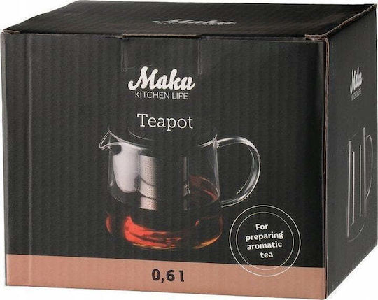 Чайник с чаша Стъклен Прозрачен 600ml