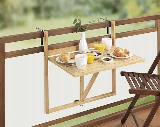 Masă Pentru Spații Exterioare Mici Din Bambus Pliabilă Maro 60.5x42cm