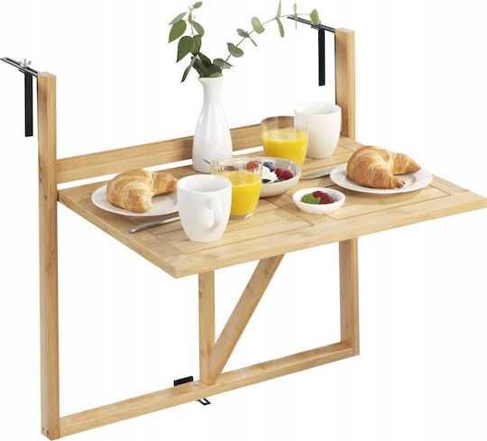 Masă Pentru Spații Exterioare Mici Din Bambus Pliabilă Maro 60.5x42cm