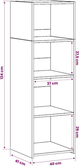 vidaXL Bücherregal Highboard Schwarz Eiche 40x41x124cm