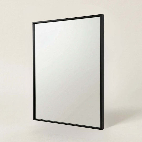Edaxo Rechteckiger Badezimmerspiegel aus Metall 60x40cm Schwarze
