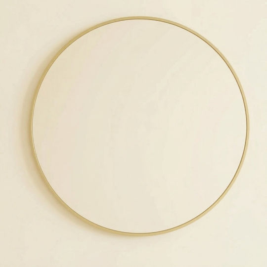 Edaxo Round Bathroom Mirror from Metal 80x80cm Gold