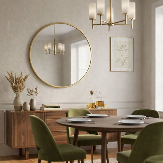 Edaxo Round Bathroom Mirror from Metal 80x80cm Gold