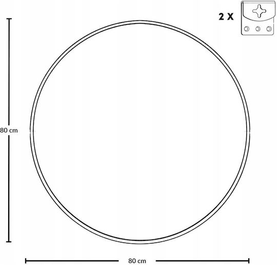 Edaxo Round Bathroom Mirror from Metal 80x80cm Gold