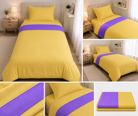 Hatzitex Duvet Cover Single 160x230 Colours Yellow-Purple