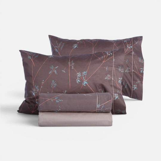 Nef-Nef Homeware Set Duvet Cover Cotton 240x230cm Super King with 2 Pillowcases Desirous Deep Taupe