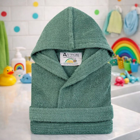 Astron Italy Kids Bathrobe Green Hooded