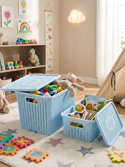 Organization Plastic Storage Basket with Lid 00105041-G 2 Pieces